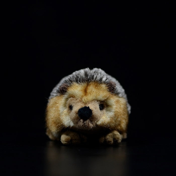 Front view of an adorable hedgehog stuffed animal showcasing its cute and lifelike features