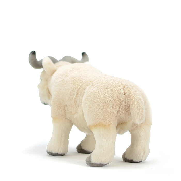 Back view of a lifelike Takin stuffed animal, showcasing soft fur and realistic details by SoftDaysLab