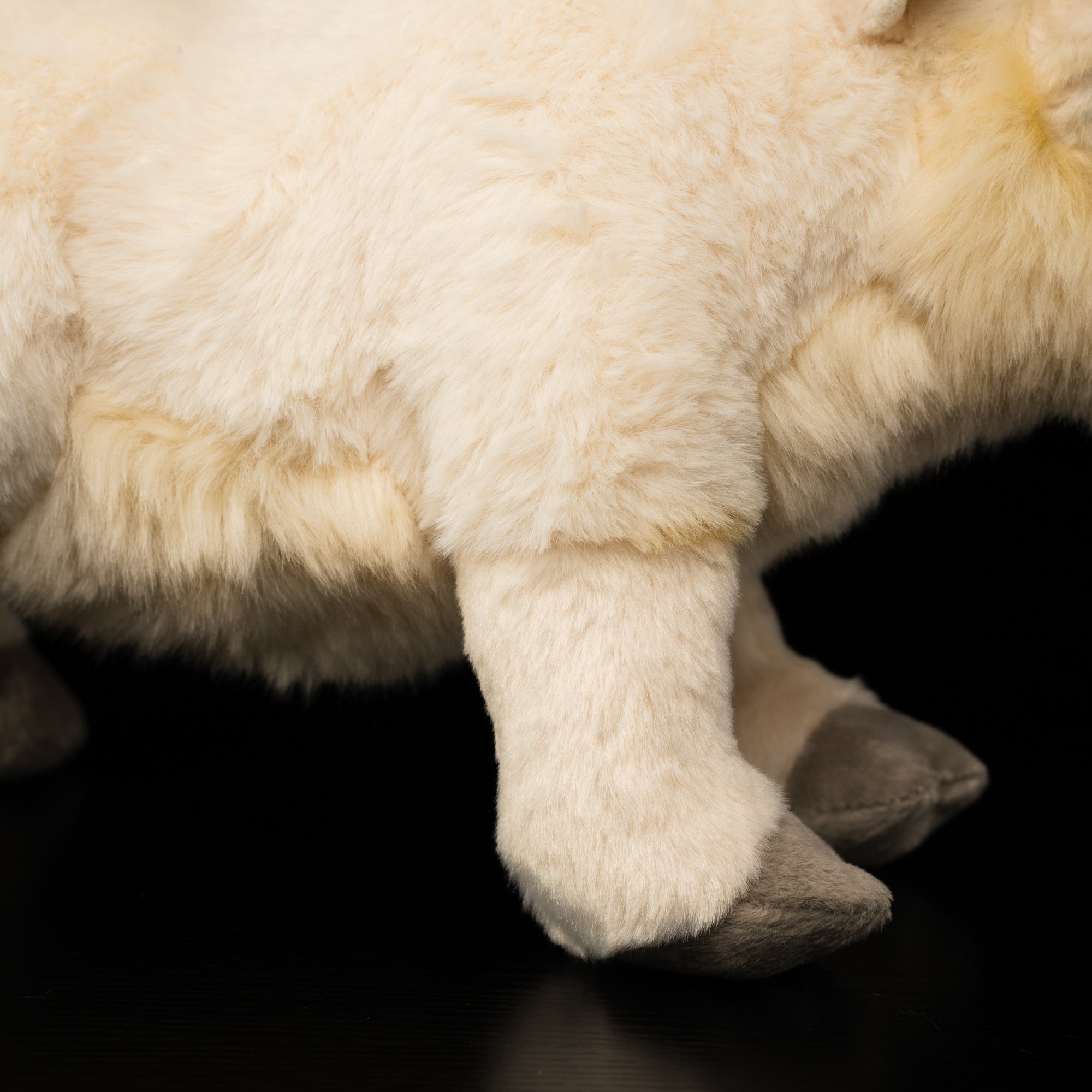 Detailed view of takin plush toy's fur and legs by SoftDaysLab®, highlighting exceptional craftsmanship