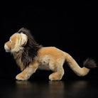 Side profile of a lion plush toy showcasing lifelike details and soft fur texture