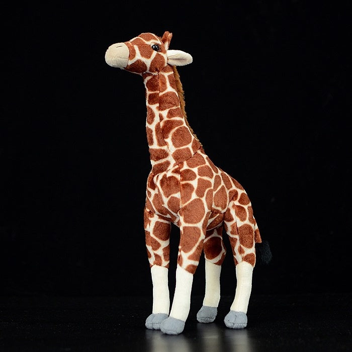 Realistic giraffe plush toy with detailed patterns, perfect for wildlife enthusiasts and collectors