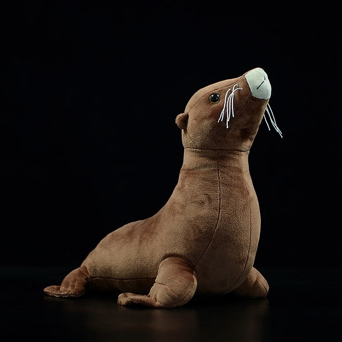 SoftDaysLab fur seal plush toy in a realistic sitting pose, perfect for marine animal enthusiasts