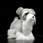 Salt and Pepper Miniature Schnauzer plush toy standing, featuring realistic details by SoftDaysLab