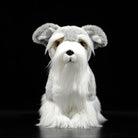Front view of lifelike Salt and Pepper Miniature Schnauzer plush toy with soft fur by SoftDaysLab