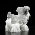 Rear view of a lifelike Salt and Pepper Miniature Schnauzer plush toy showcasing its soft texture by SoftDaysLab