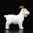 Side profile of a lifelike white goat plush toy with detailed features, perfect for kids and collectors