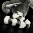 Detailed shot of the long, soft stripey tail of the Ring-tailed Lemur plush for realism