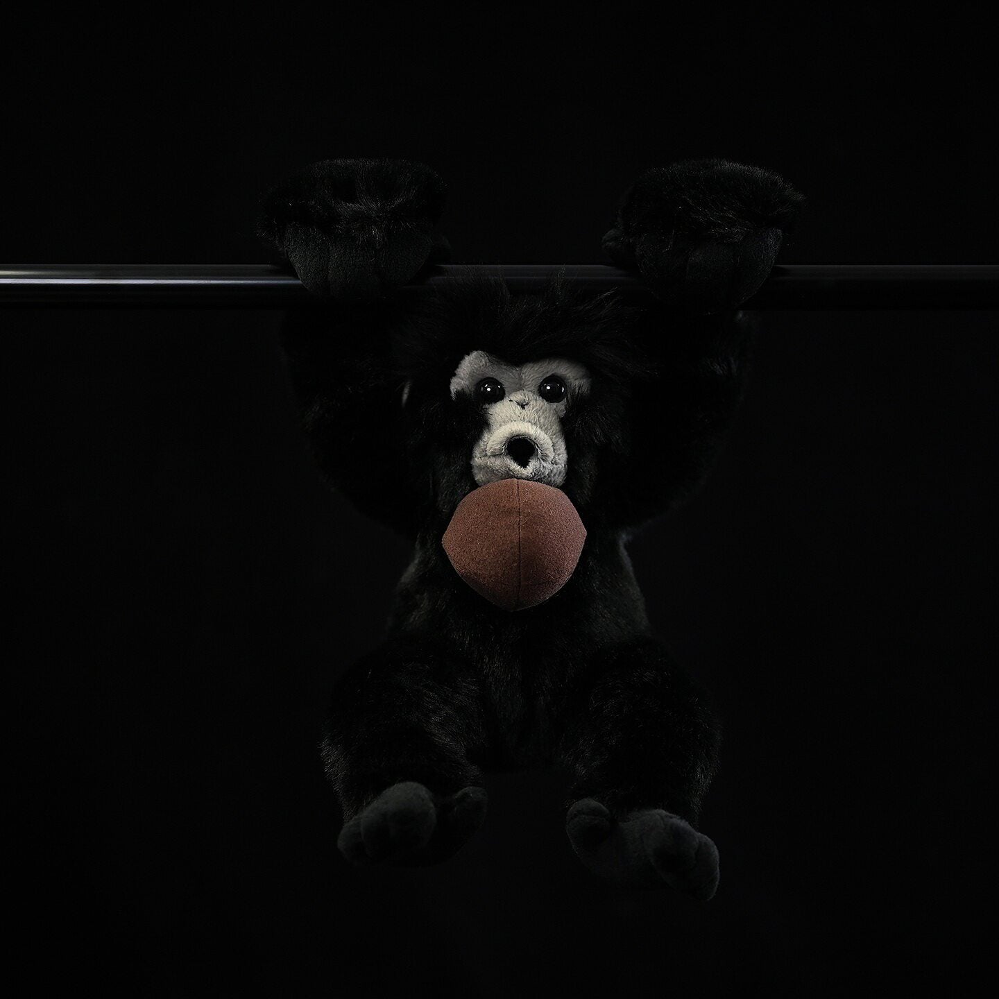 Realistic hanging Siamang Gibbon plush with detailed throat sac by SoftDaysLab, perfect for decor