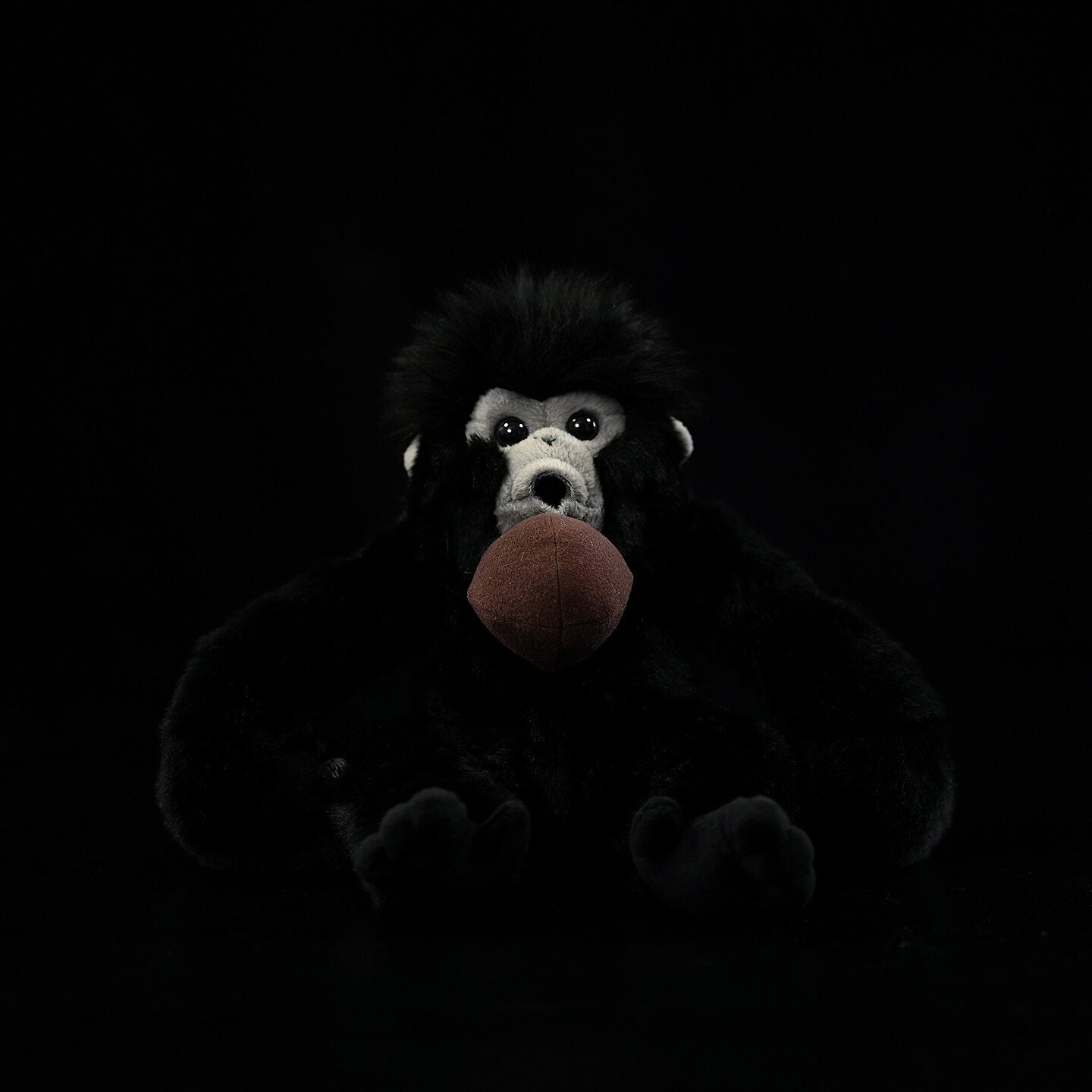 Frontal view of Siamang Gibbon plush by SoftDaysLab, highlighting lifelike features and cuddly design
