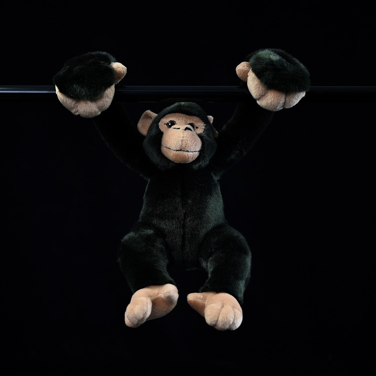 Realistic hanging chimpanzee plush with lifelike details by SoftDaysLab, perfect for gifts or decor