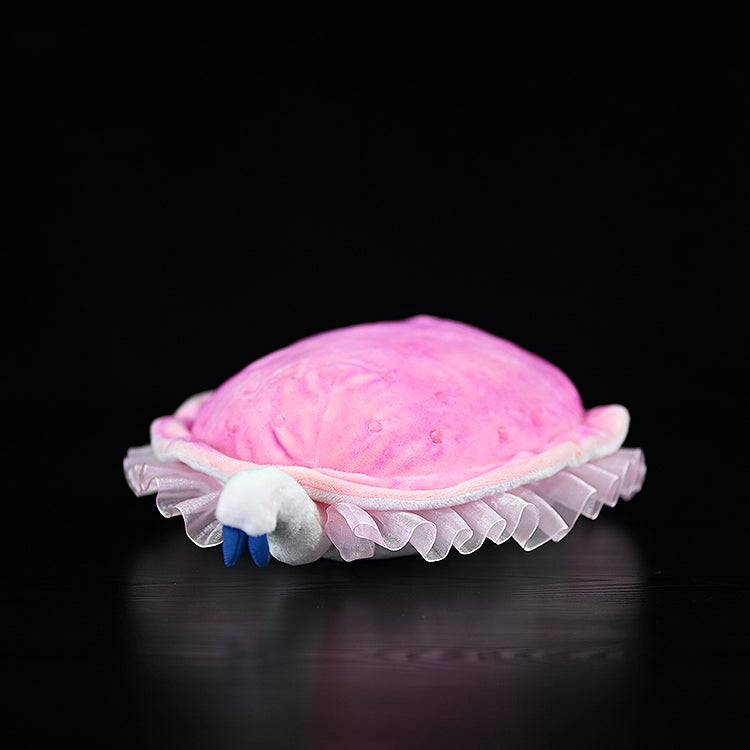 Rear view of the Kimberella plush toy showcasing its tail and textured frills for prehistoric enthusiasts