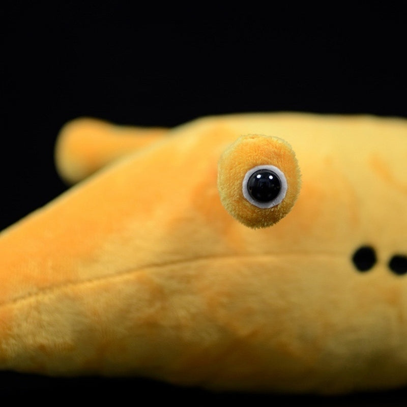 Detailed close-up of Tully Monster plush’s stalked eye, reflecting its unique marine creature design by SoftDaysLab