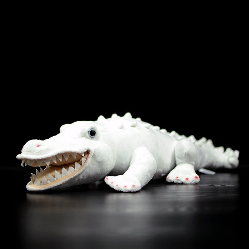 Realistic albino alligator plush toy with detailed open mouth, soft texture by SoftDaysLab