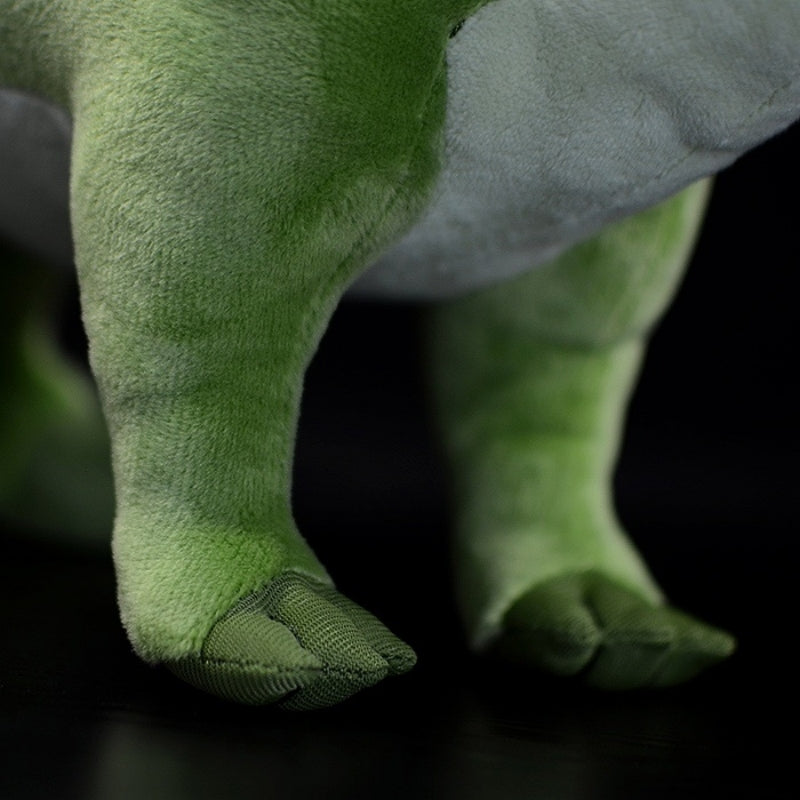 Detailed view of Huayangosaurus dinosaur plush toy’s soft legs and authentic texture