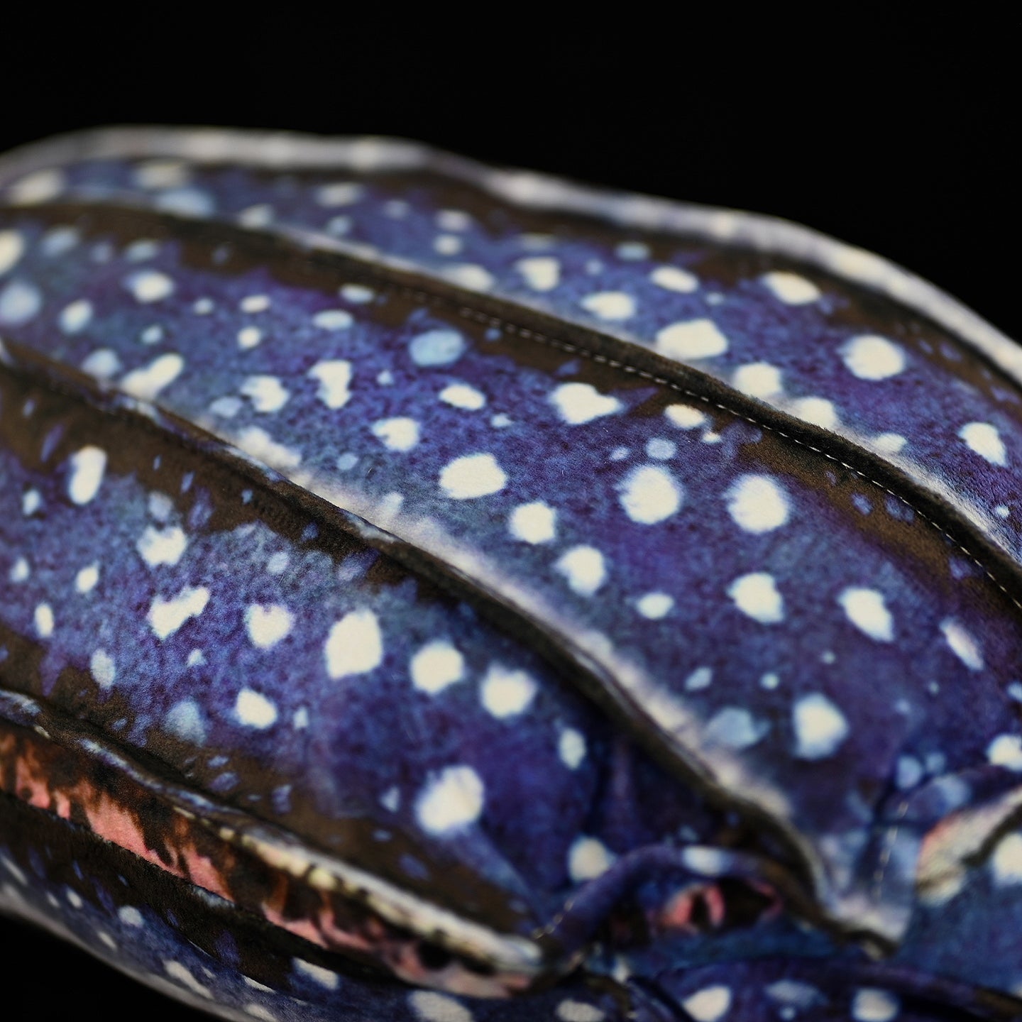 Detailed view of the leatherback sea turtle plush shell with lifelike spots and textures