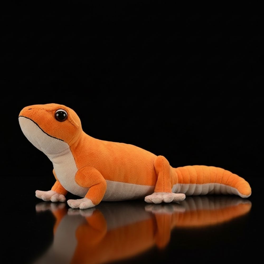 Lifelike Amel Patternless African Fat-Tailed Gecko Plush by SoftDaysLab, soft and vibrant for reptile lovers