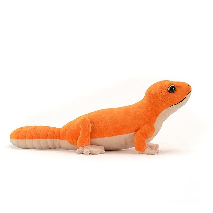 Complete side profile of Amel Patternless African Fat-Tailed Gecko Plush by SoftDaysLab, vibrant and realistic