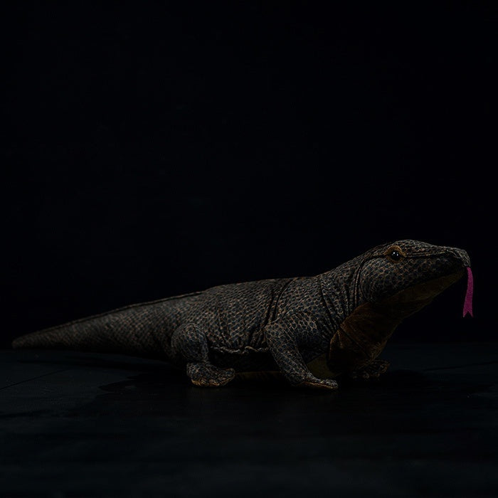 Realistic Komodo dragon plush toy in a lifelike pose with detailed textured skin design
