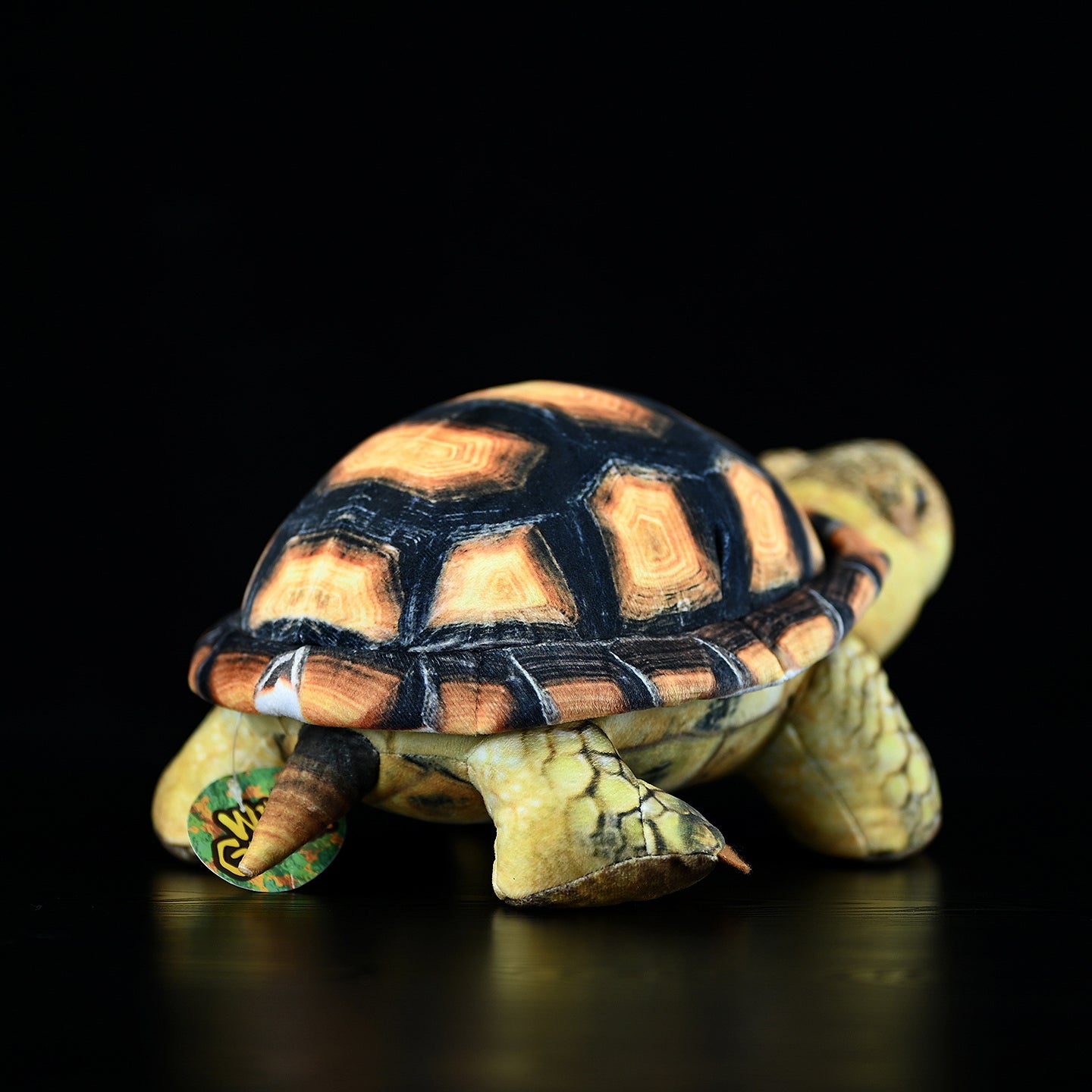 Back view of Sulcata Tortoise plush highlighting its vibrant shell, ideal for those passionate about tortoises
