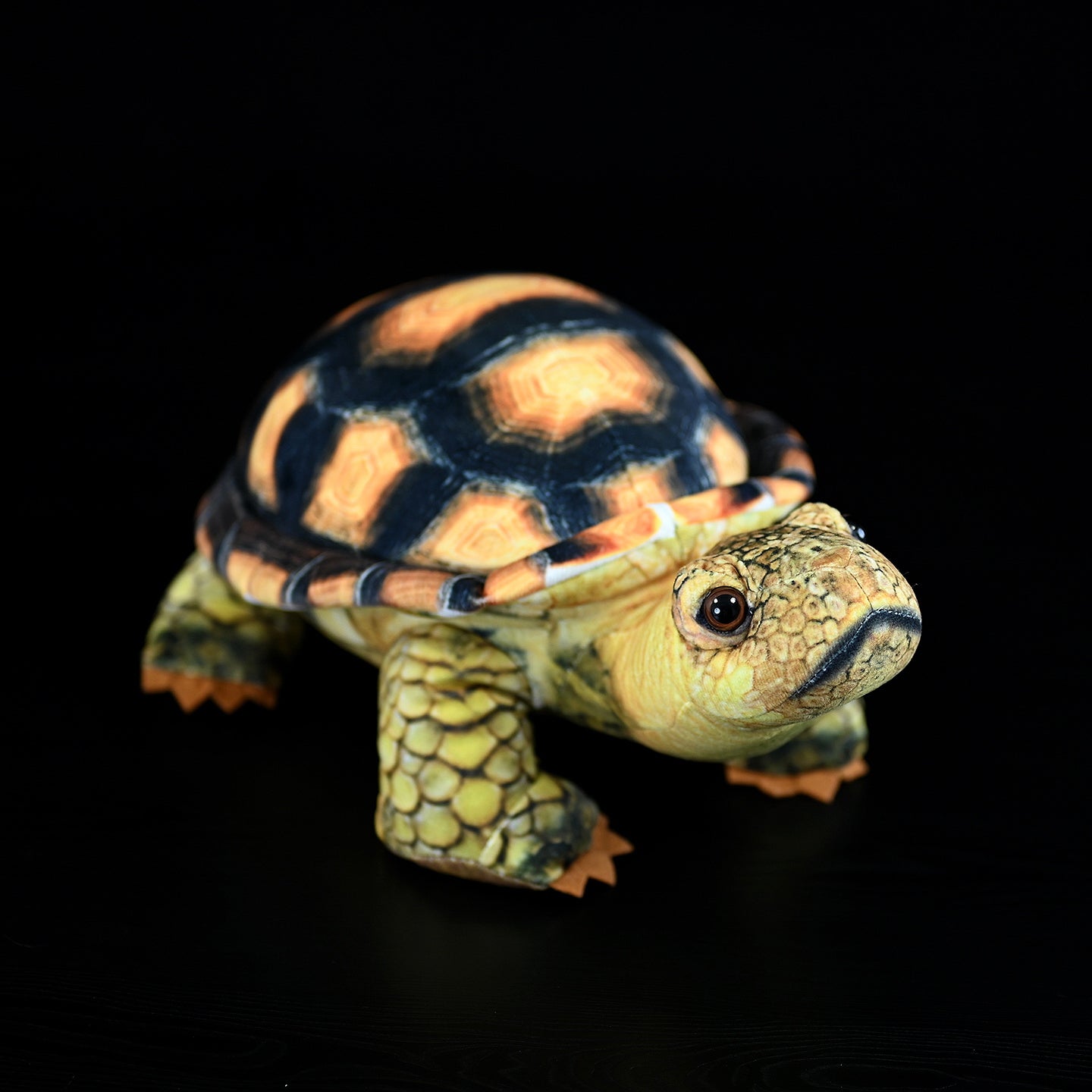 Full-body view of the Sulcata Tortoise plush by SoftDaysLab, designed with realistic details and vibrant colors