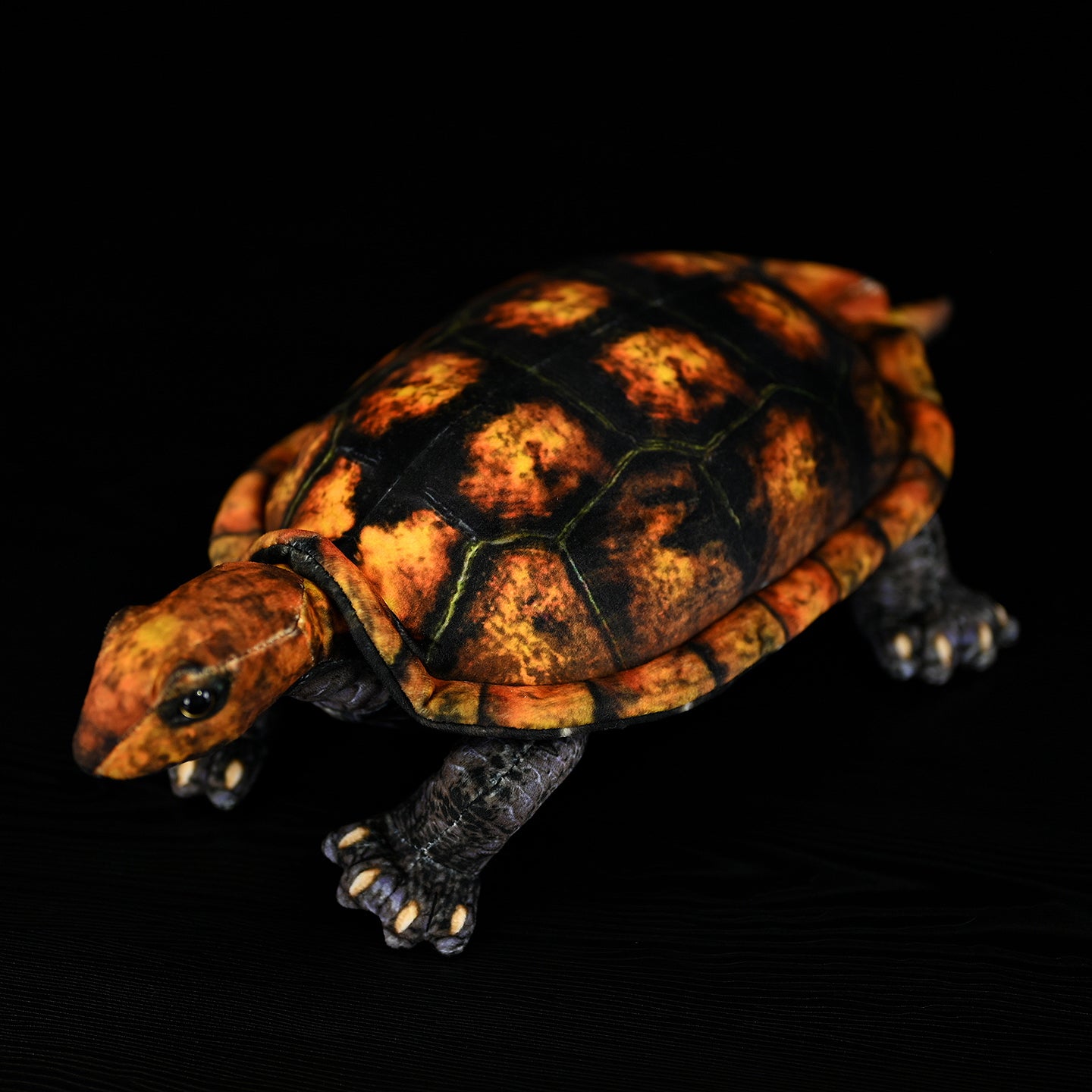 Japanese pond turtle plush with detailed orange-brown shell patterns, perfect for collectors and nature enthusiasts