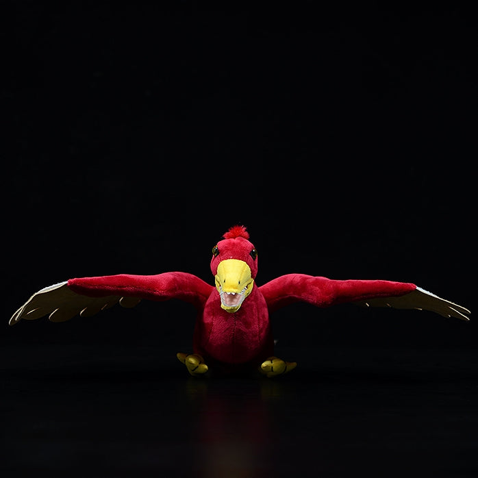 Front view of vivid Archaeopteryx plush by SoftDaysLab®, a realistic prehistoric bird-dinosaur toy