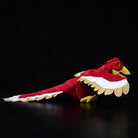 Side view of lifelike Archaeopteryx plush by SoftDaysLab®, showing intricate feather and body details