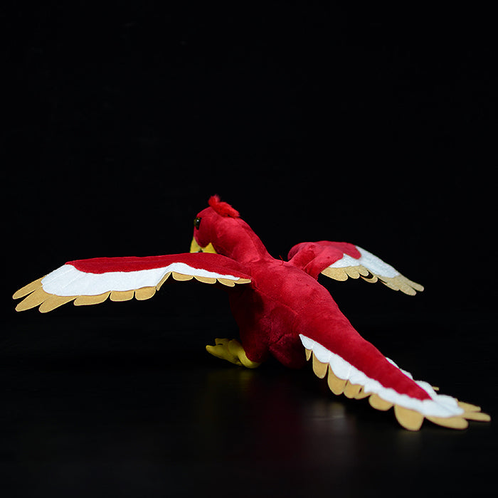Back view of Archaeopteryx plush by SoftDaysLab®, with extended wings and realistic prehistoric design