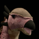 Close-up of the Pachycephalosaurus plush head by SoftDaysLab®, highlighting the domed skull and soft fabric